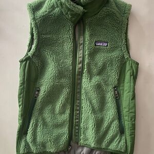 Patagonia Womens Green Fuzzy Sherpa Full Zip Deep Pile Retro -X Vest S